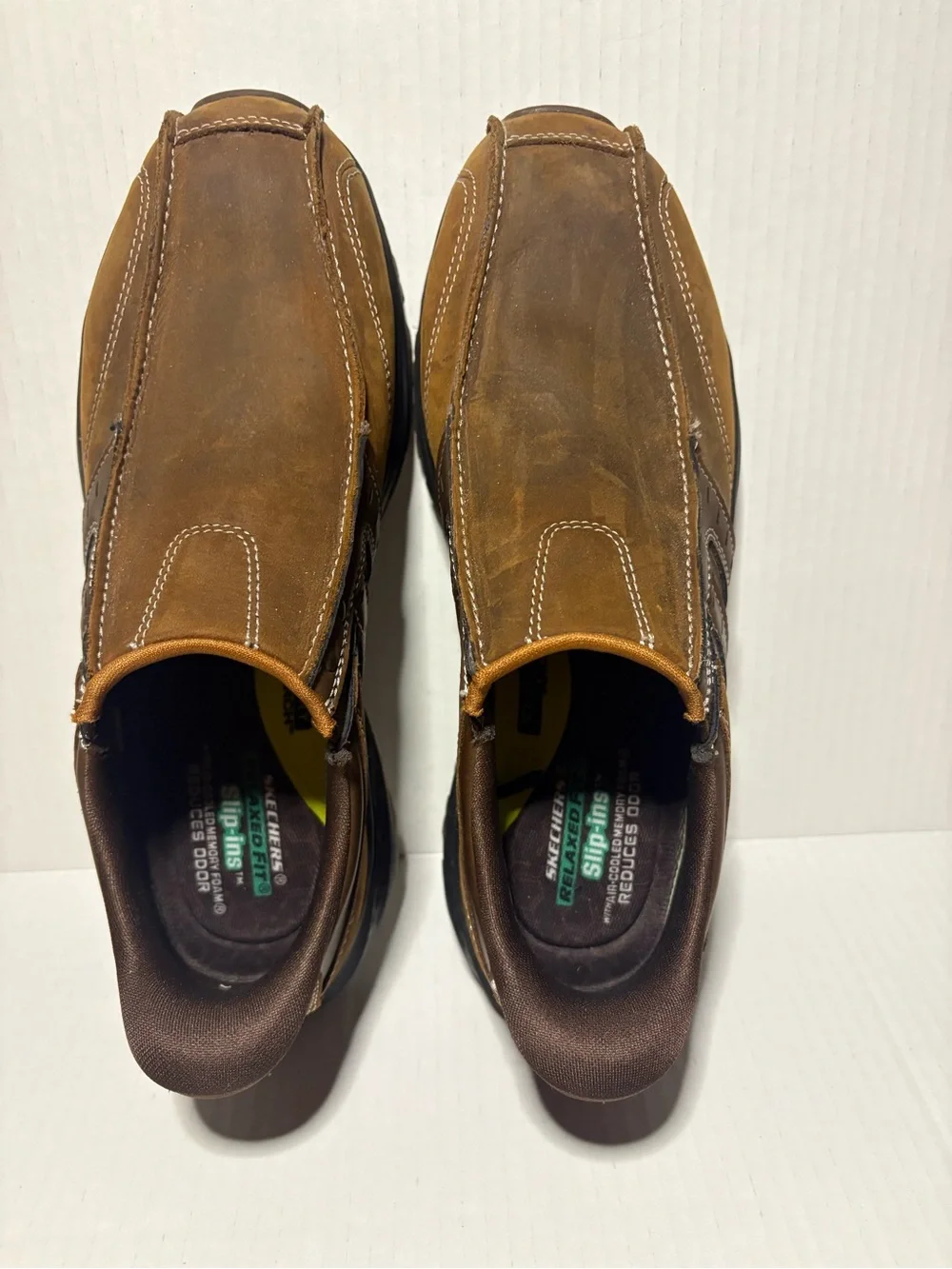Skechers Relaxed Fit Slip-Ins Brown Leather Men’s Shoes Size 8.5 Casual Loafer